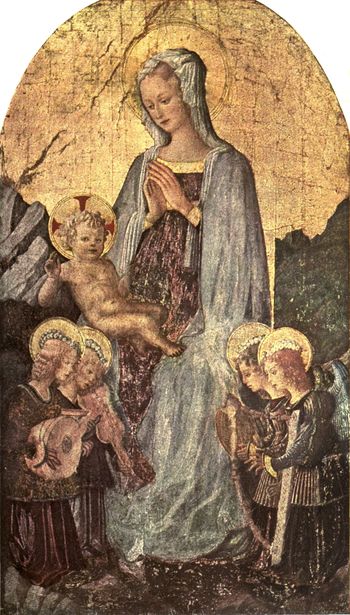 Madonna, Child and Three Angels.