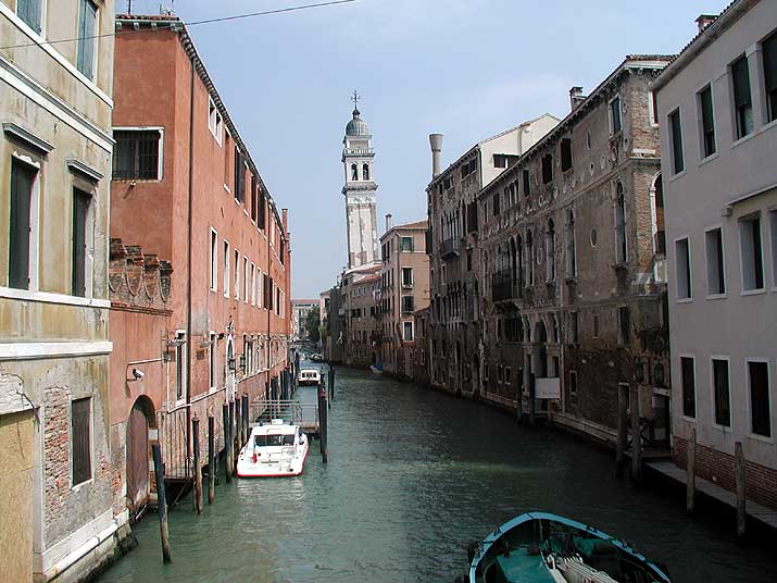 A leaning tower in Venice, Italy