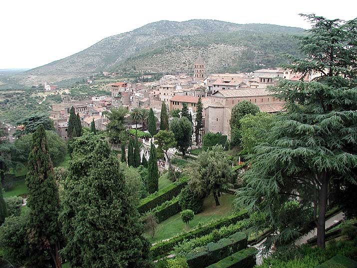 A view from the villa to the town near the Villa d'Este in Tivoli, Italy