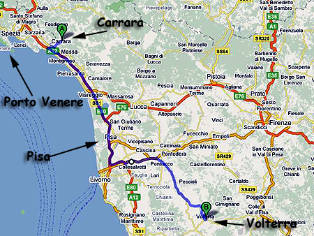 Carrara to Volterra