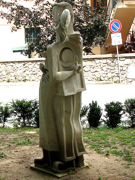 Sculpture near the entrance gate to the town of Volterra, Italy