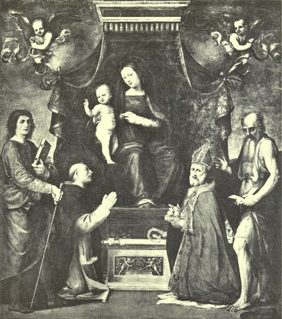 The Madonna enthroned, with Saints.